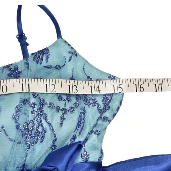 Beata Studio Dress Prom Grad Formal Blue Silver Size 5 - Picture 10 of 12